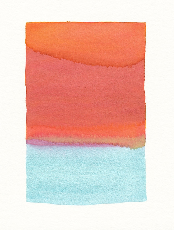 small original watercolor blue and red color form