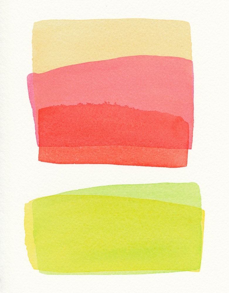 five color stacked small original watercolor