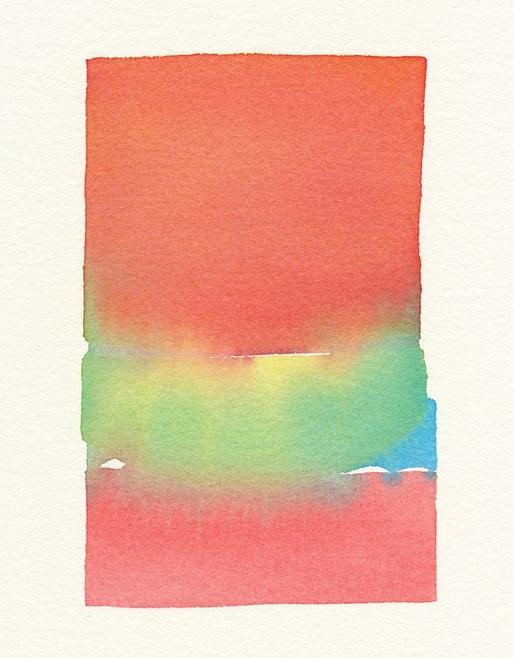 a soft primary color fade original small watercolor painting