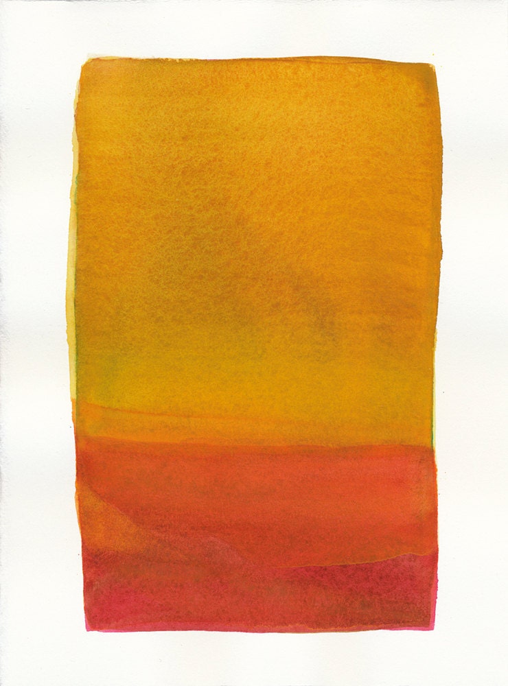 amber and red color forms original small watercolor