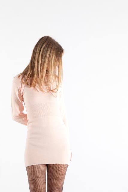 Vintage underwear pull in baby pink wool.