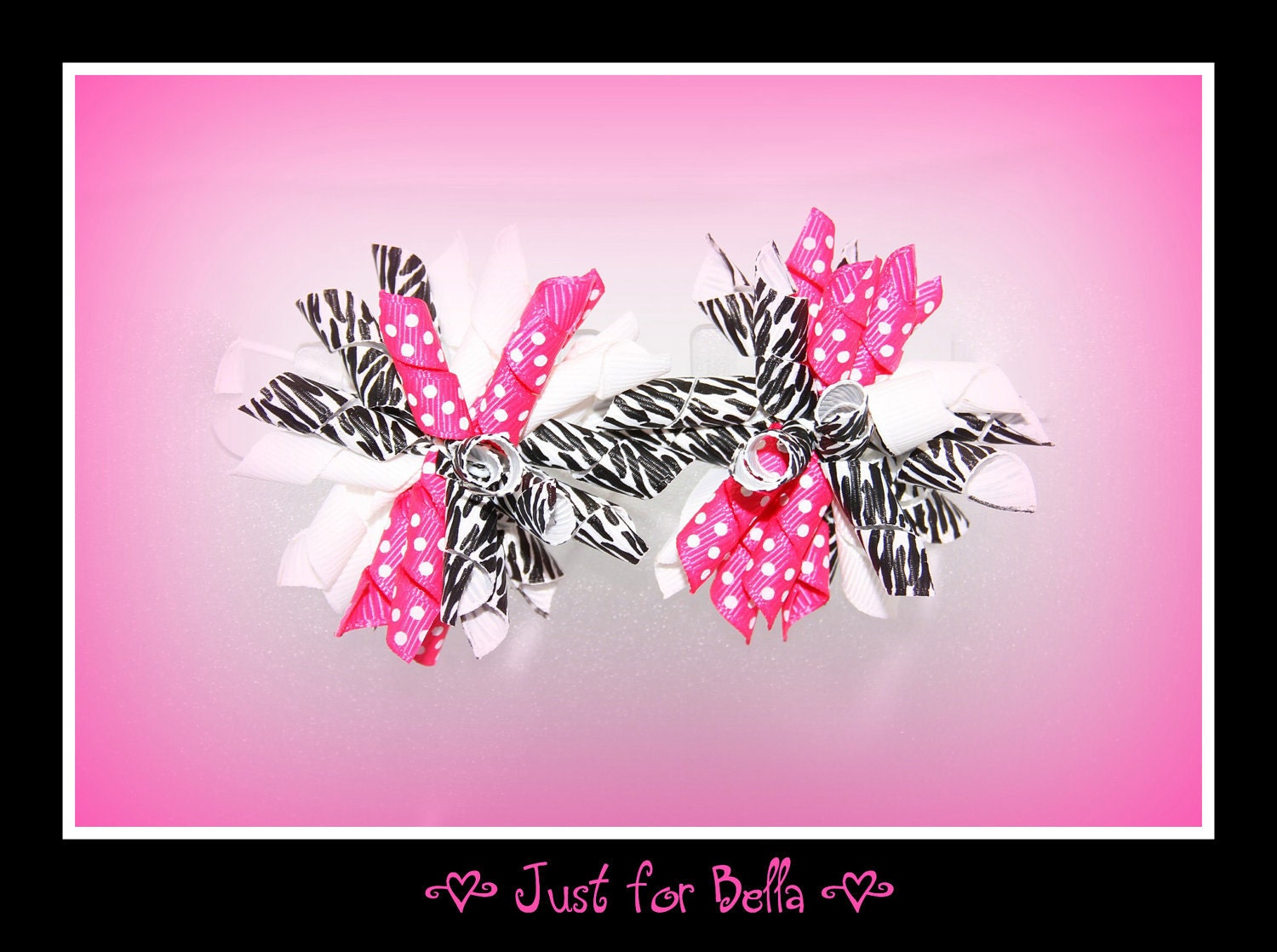 Hot Pink Zebra Swiss Korker Dog Bows