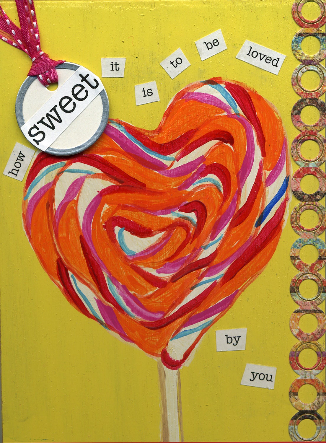 How Sweet it is to be Loved by You original wood block mixed media