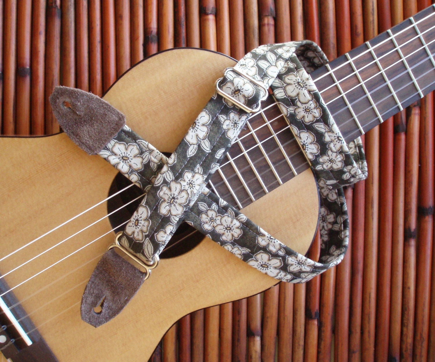 Ukulele Strap with Suede leather ends- Choose from any Guitar Strap Pattern in the Shop
