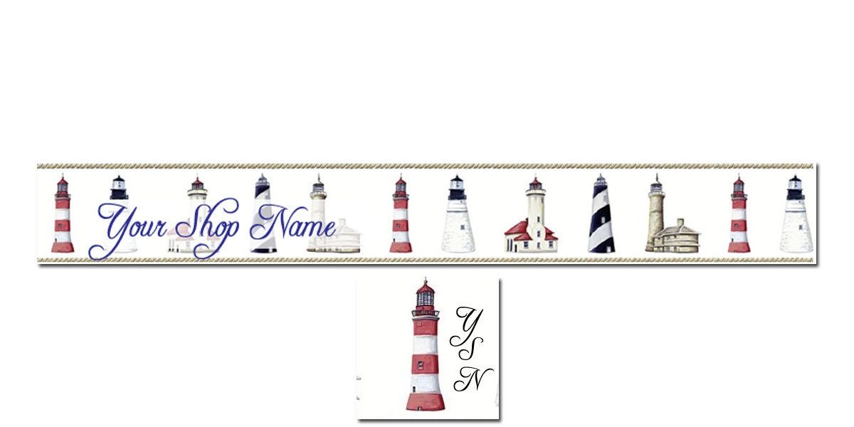 Light House Etsy Shop Banner and avatar, sea, beach, blue, nautical