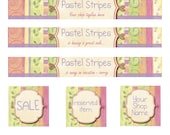 Pastel Stripes Etsy Shop Banners, avatars, full shop set