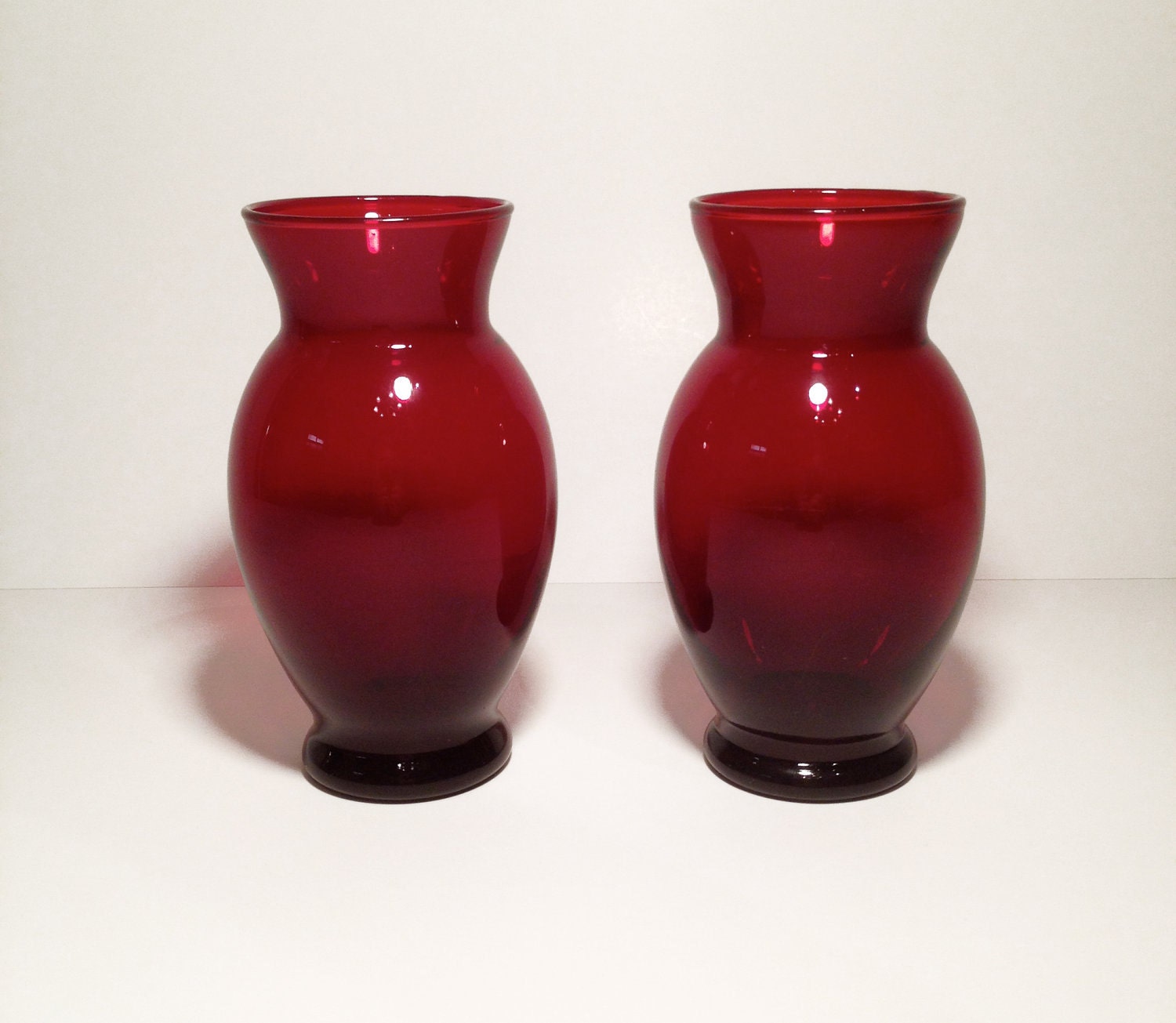 Vintage Ruby Red Flower Vases