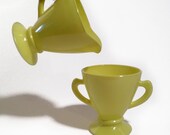 Vintage Chartreuse Yellow Hazel Atlas Cream and Sugar Set
