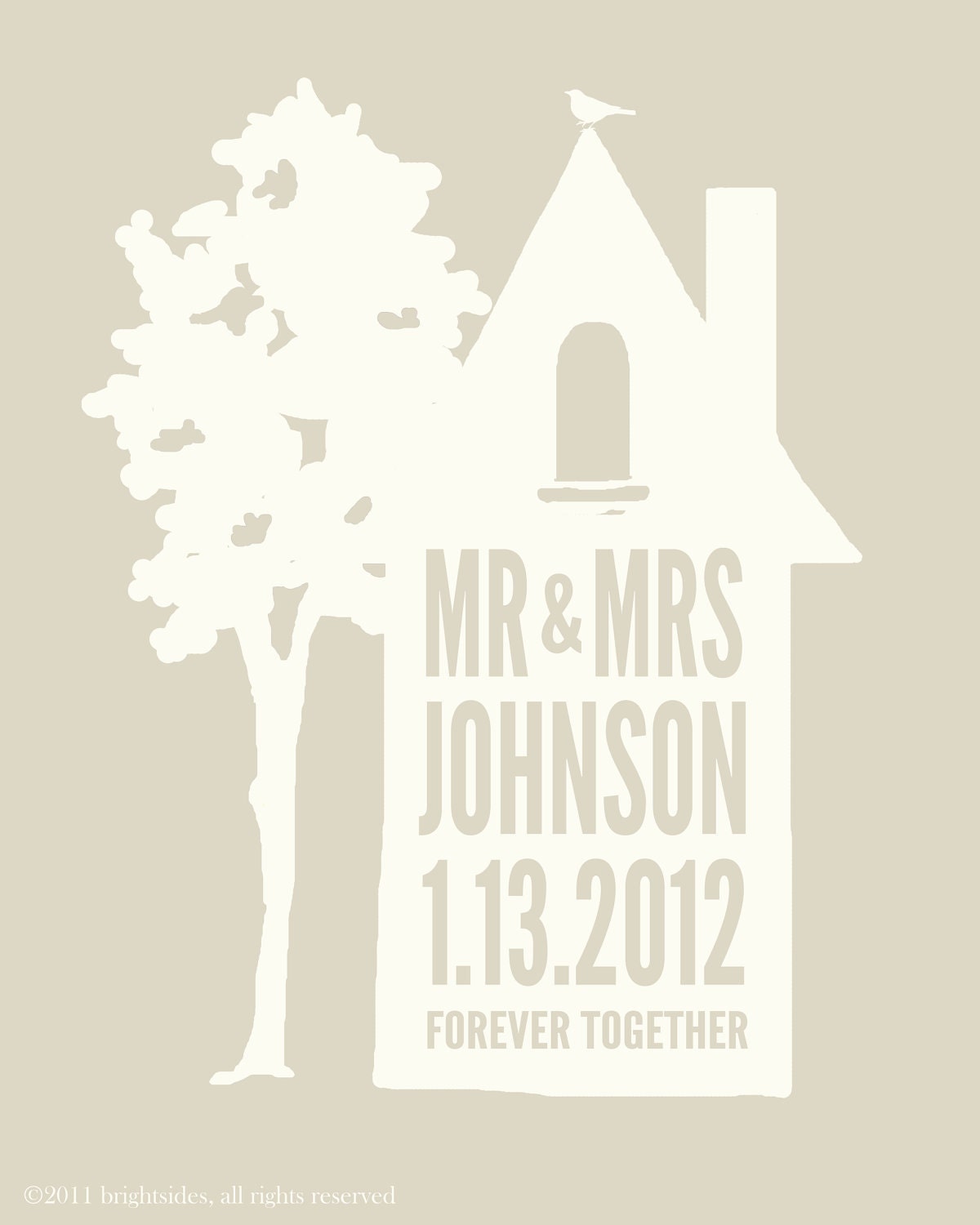 Mr & Mrs House - 8x10" - Wedding gift