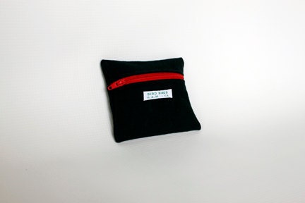 Black and Red Change Purse - Birdbags "Hummingbird" - Modern Zippered Coin Pouch - FREE SHIPPING