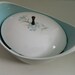 Mid-Century Modern Taylor Smith Lidded Aqua and Cream Oval Bowl