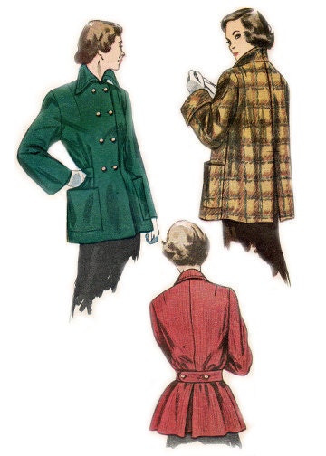 1949 - Driver Length, Double Breasted, Topper Coat - Simplicity 2949 Complete Original pattern