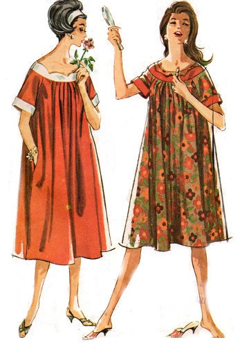 1962 - Muu Muu or Maxi Dress w/ Raglan Sleeves, Scooped Neckline, and Two lengths - McCalls 6543 - Complete Original Vintage Pattern