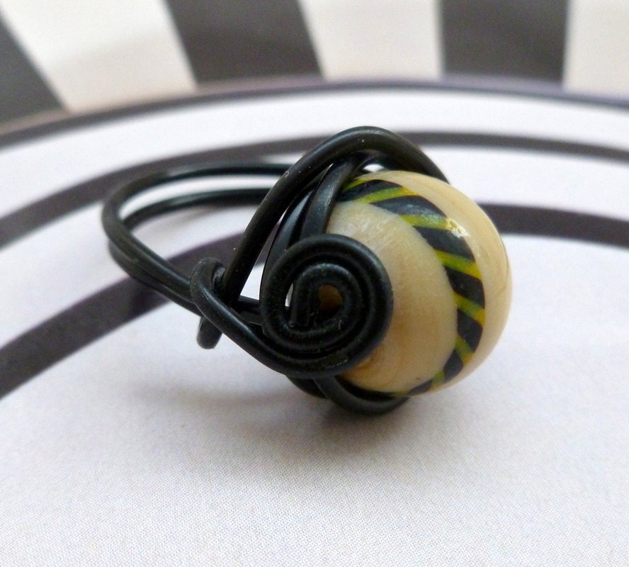 Take Me Out To The Ballgame - Wire Wrapped Ring - Size 5.25 - READY to SHIP