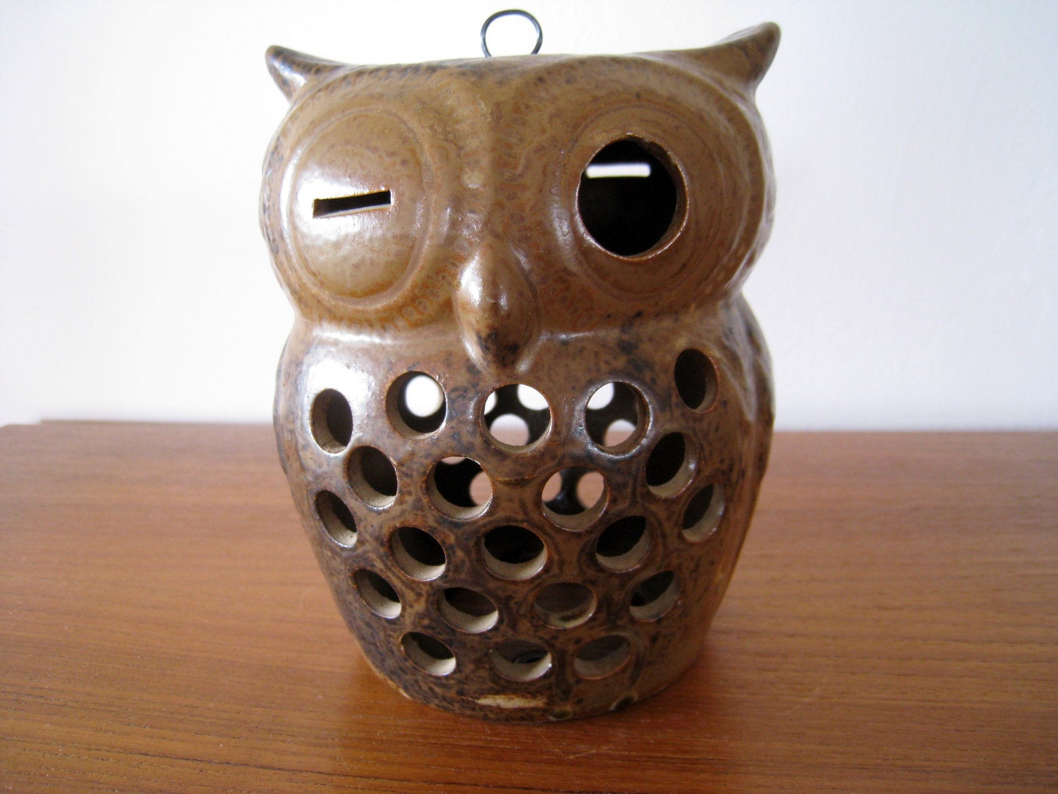 Mid century modern ceramic owl pottery lantern