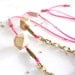 Pink & Gold Geometric Assemblage Necklace / brass trade beads, square chain, porcelain, faceted wood, neon pink cord - Last One