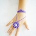 Crochet ring white pearl, bracelet, necklace, unique design,purple ring, two piece