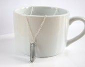 Grey Quartz Pendant, Quartz Point Necklace in Sterling Silver