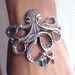 Silver Octopus with Starfish charm Bracelet -  Vintage Style Nautical Victorian Steampunk Large Lightweight Gothic Victorian