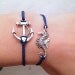 Navy Blue CORD With Anchor Wish Bracelet