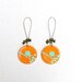 Neon Orange Hot Colors Art Hand Painted Birds Earrings Wooden Natural History