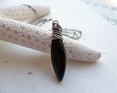 Black Onyx Marquise Necklace / Sterling Silver / Wire Wrapped / SimplyJoli Fashion Jewelry / Dagger Pendant
