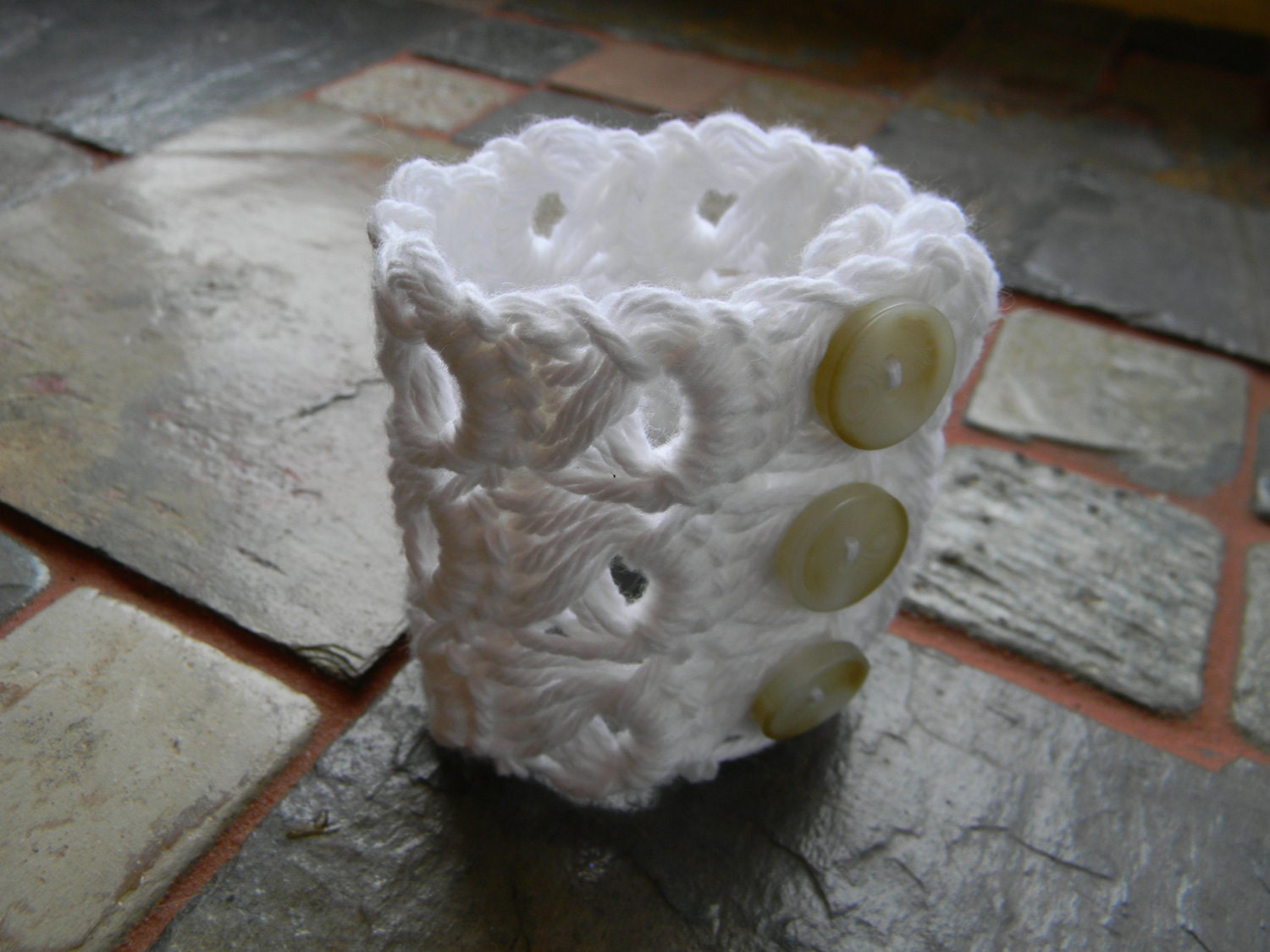 Cotton Crochet "Broom-Stick Lace" Cuff Bracelet