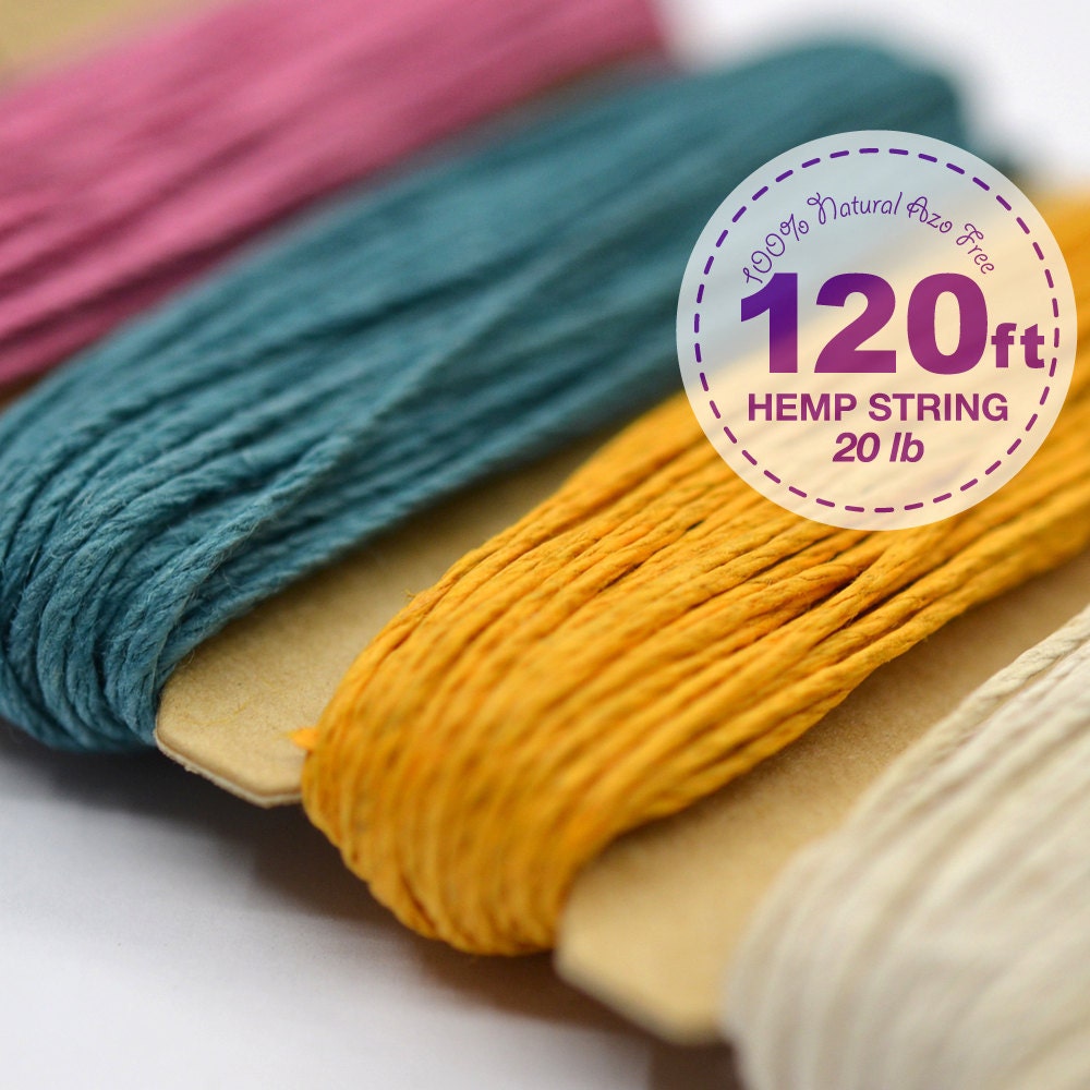 Hemp Cord, Spring Color Assortment, 1 mm, 20lb, Bead Cord, Hemp Thread, Colored Hemp Twine