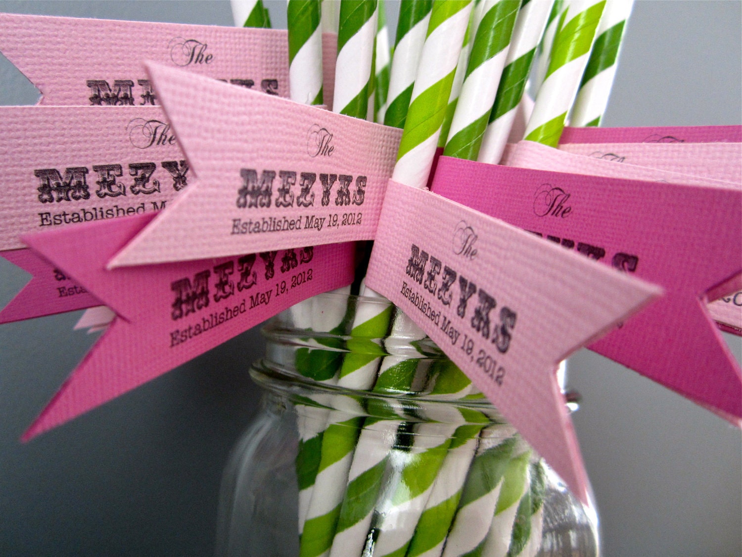 25 Custom Paper Straws With Flags/ Choose Your Colors/ Wedding