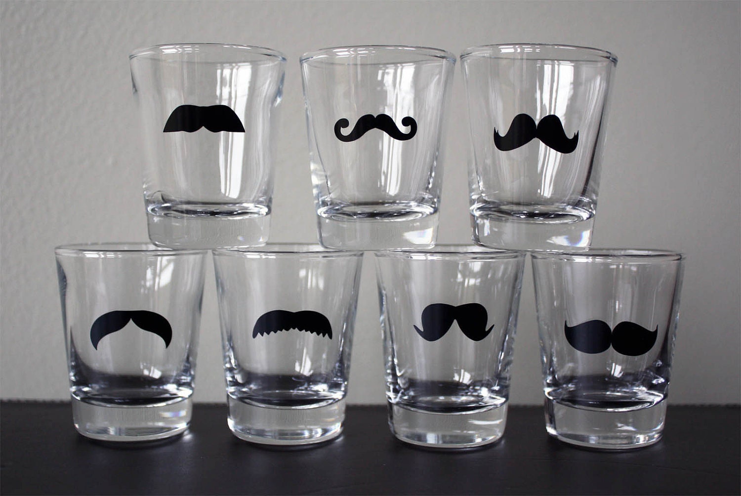 Set of 7 Mustache Shot Glasses