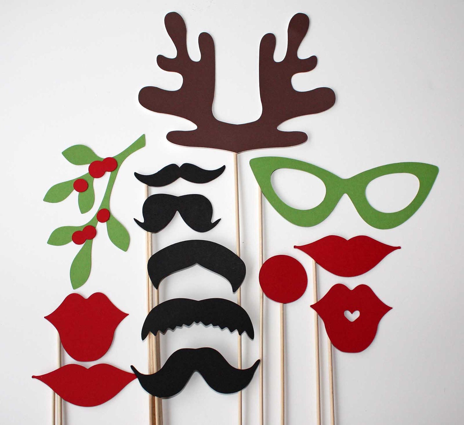 Photo Booth Props - 13 Piece - Christmas Party