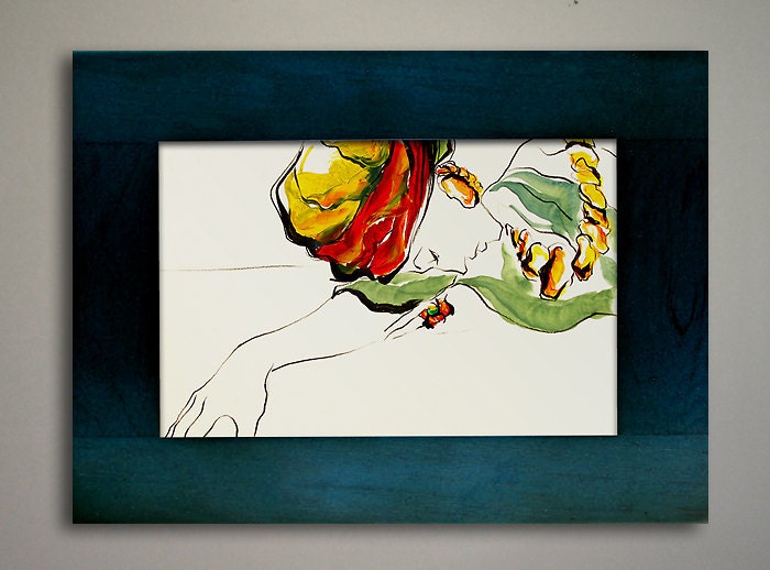 Contemporary Art, Fashion Drawing Giclee Print--SECRETS, 8" x 10", beautiful vibrant colors