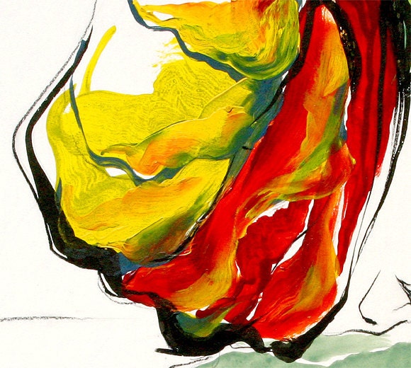 Contemporary Art, Fashion Drawing Giclee Print--SECRETS, 8" x 10", beautiful vibrant colors