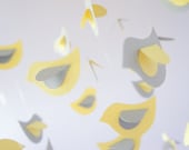 Modern Crib Mobile- Yellow & Gray Bird Nursery Mobile, Photography Prop,  Baby Shower Gift