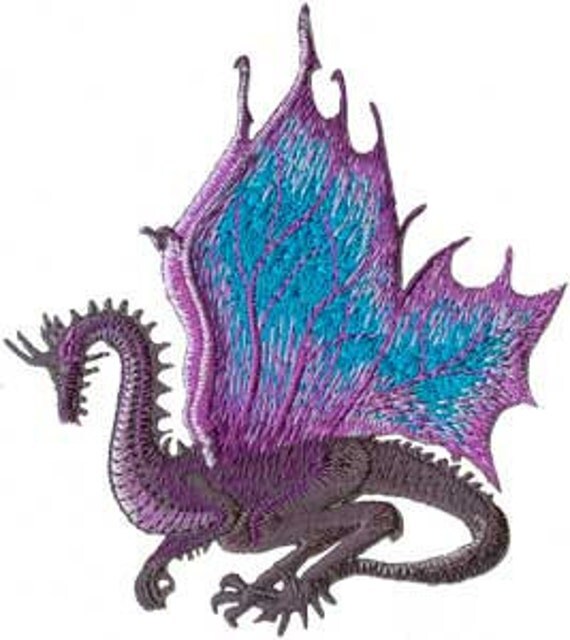Dragon Purple Wings Embroidered Iron On Applique by CoolPatches