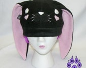 Black Bunny fleece Loves You Hat rabbit ski warm beanie anime cosplay kawaii kei lolita 1580