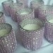 Votives - Set of 12-  Light Pink Mesh Bling Glass Votive Candles