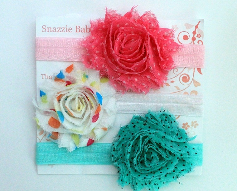 Headband set...Newborn headband set..baby girl headband, set of 3 flower headband  - Baby girl Headband- baby flower headband- photo props