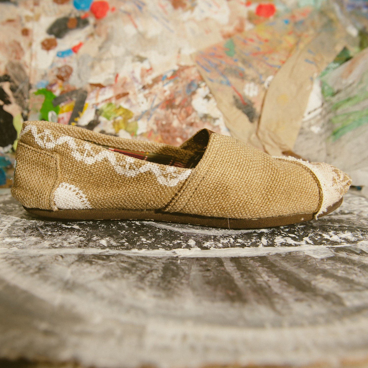 Vintage Lace Doily Custom Burlap TOMS
