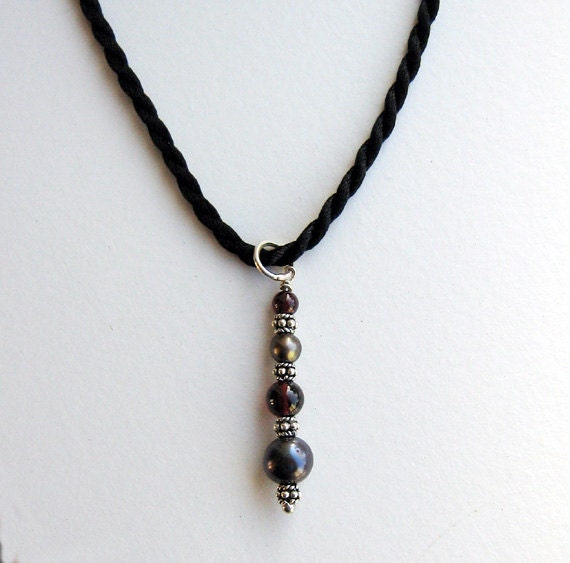 Garnet & Peacock Pearl Chakra Balancing Pendant/Necklace
