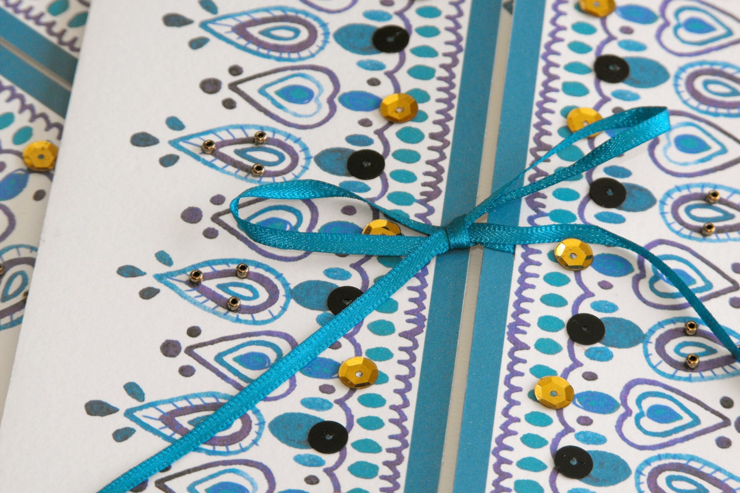Indian Jewel Wedding Invitation, with lined envelope and RSVP card - SAMPLE PACK