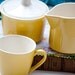 Vintage Yellow Creamer and Sugar Bowl with Matching Cup