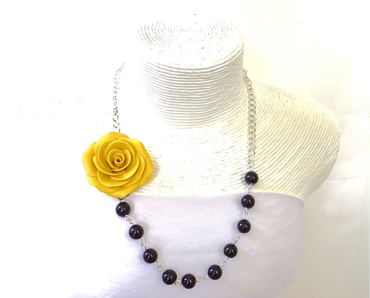 Yellow Rose Necklace, Yellow Flower Necklace, Statement Necklace, Yellow Wedding Theme