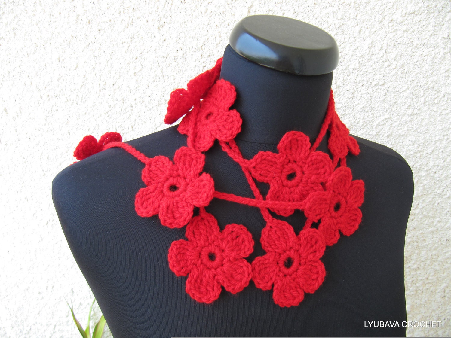 Instant Download PDF Tutorial Simple Scarf Lariat Pattern, Floral Scarf Lariat Necklace Lyubava Crochet Pattern number 29