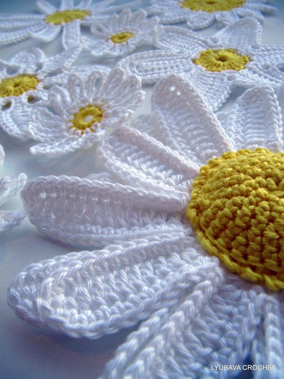 PDF Instant Download Daisy Flowers Crochet Pattern, Beautiful Crochet Chamomile Flowers, Daisy Flowers Lyubava Crochet Pattern number 22