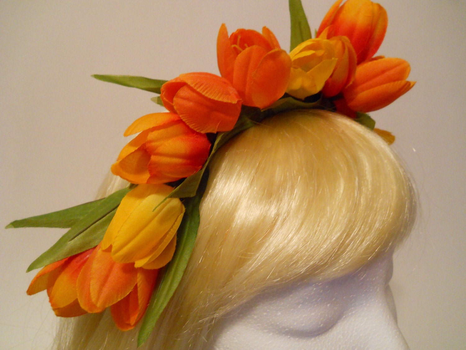 Flower Crown, Head Wreath, Headband of Tulips for Weddings, Flower Girl, Hair Accessories, Spring, Prom, Rave, Woodland, Fairy, Flower Tiara
