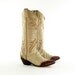 Tall & Skinny: Cowboy Boots For Ladies. Tan Leather w/ Oxblood Lizard Toes n Heels. Made in USA by Tony Lama. Size - Womens VTG US 6.5 M