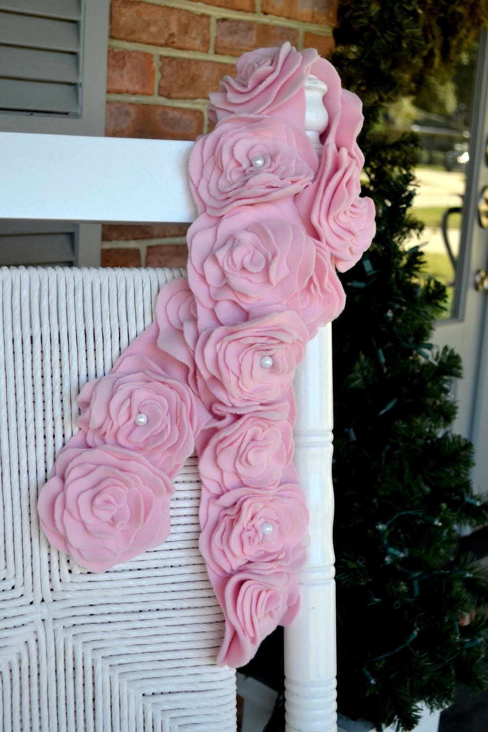 Fleece Flower Winter Scarf with Chiffon