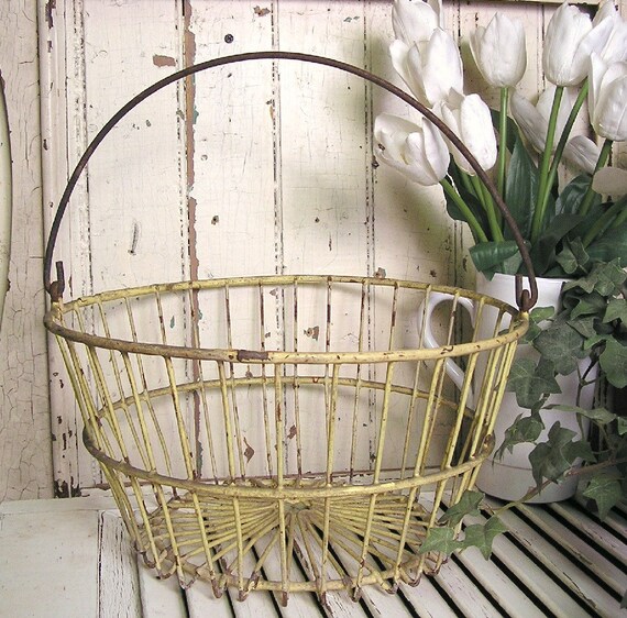 wire egg basket antique wire basket flower by elementsbytimbers