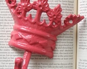 princess hook - pink girls decor - crown wall hook - cast iron home decor